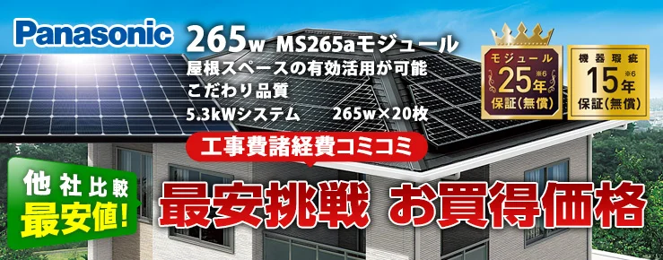 パナソニック 265W×20枚 5.3kWシステム