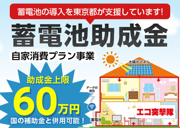 蓄電池の導入を東京都が支援しています！蓄電池助成金（自家消費プラン事業）